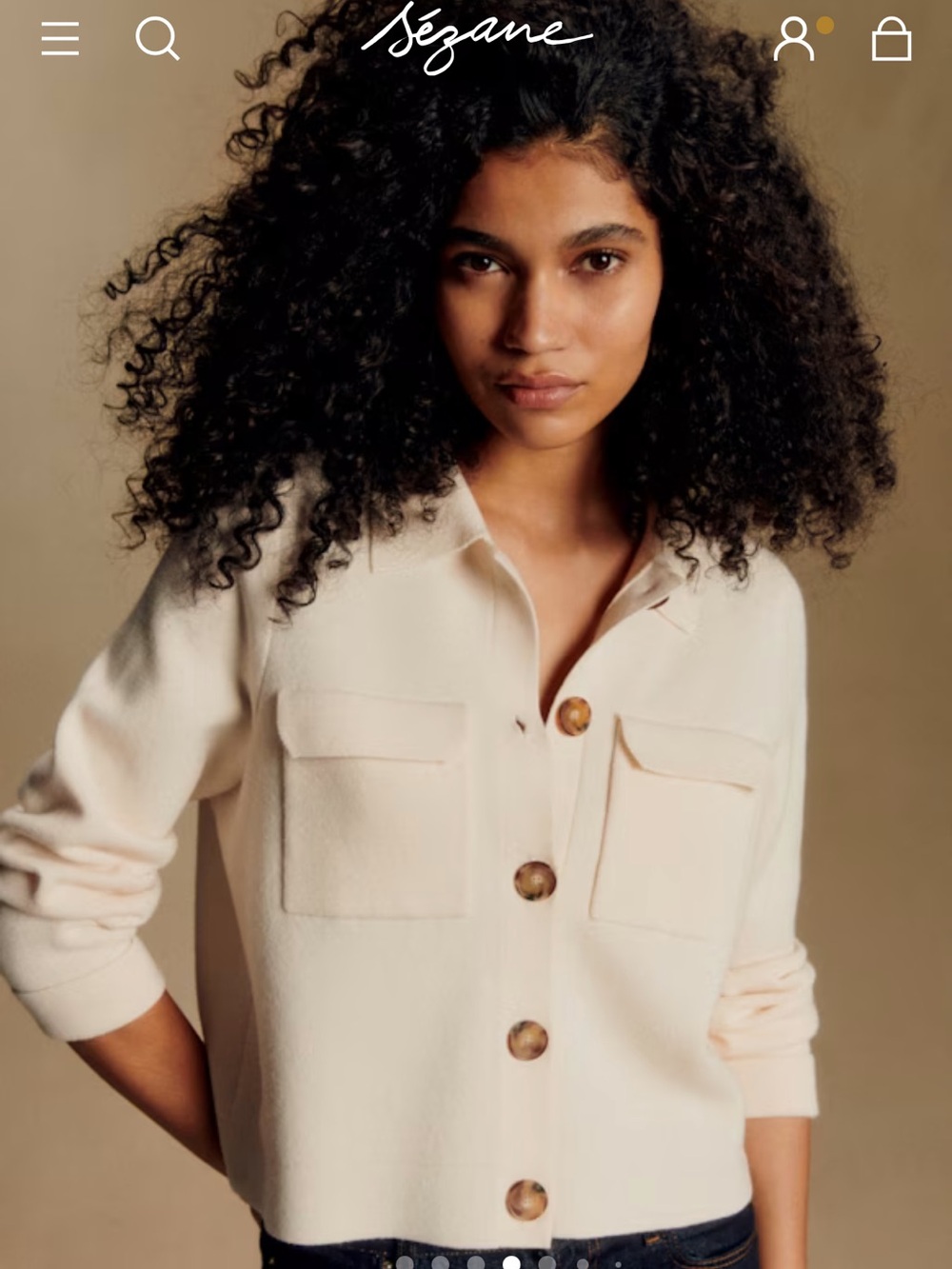 Sezane Cream Betty Cardigan